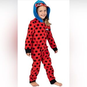 Girls ladybug zip up onesie